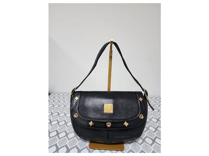 Borsa a tracolla in pelle MCM Saddle nera Nero - vista 11