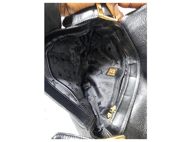 Borsa a tracolla in pelle MCM Saddle nera Nero - vista 12