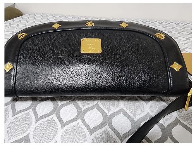 Borsa a tracolla in pelle MCM Saddle nera Nero - vista 14