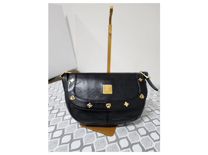 Borsa a tracolla in pelle MCM Saddle nera Nero - vista 15