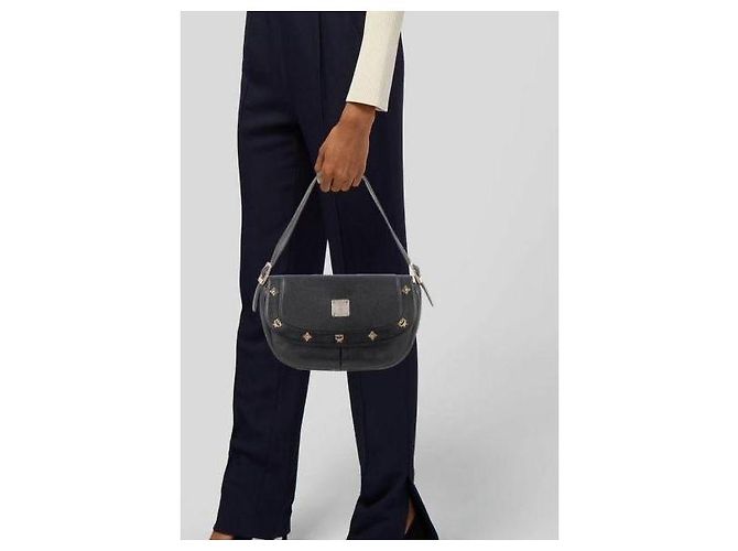 Borsa a tracolla in pelle MCM Saddle nera Nero - vista 3