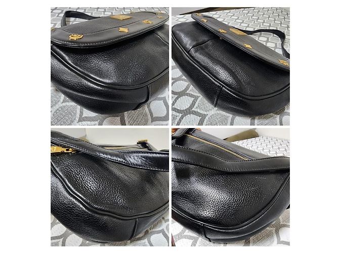 Borsa a tracolla in pelle MCM Saddle nera Nero - vista 7