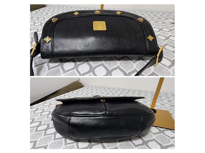Borsa a tracolla in pelle MCM Saddle nera Nero - vista 8