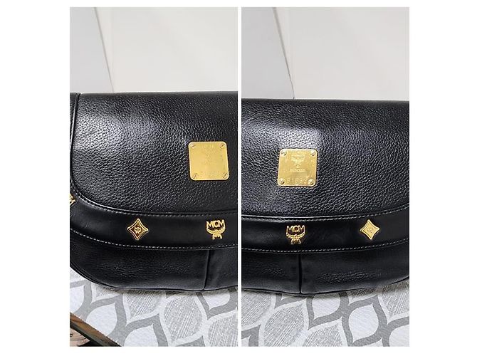 Borsa a tracolla in pelle MCM Saddle nera Nero - vista 9
