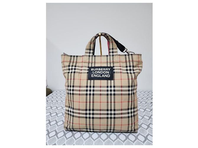 Borsa Messenger Burberry Nova Check Beige/Nero - vista 18