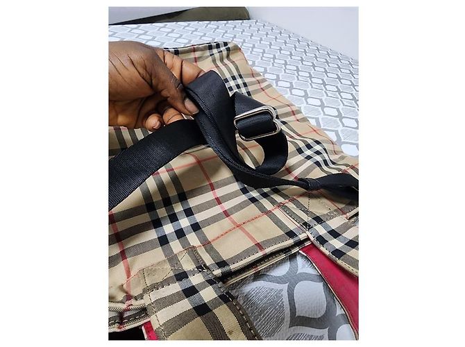 Borsa Messenger Burberry Nova Check Beige/Nero - vista 7