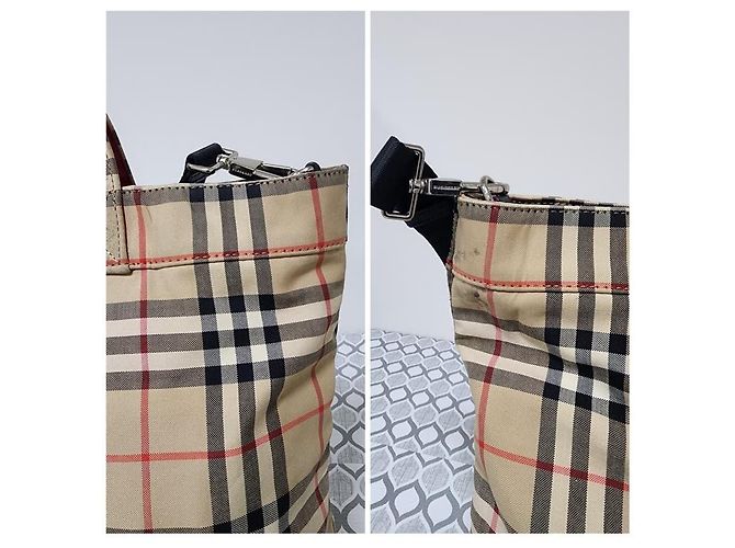 Borsa Messenger Burberry Nova Check Beige/Nero - vista 9