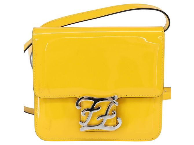 Fendi Curligraphy Schulter Emaille Gelb Silber Klein - Ansicht 2
