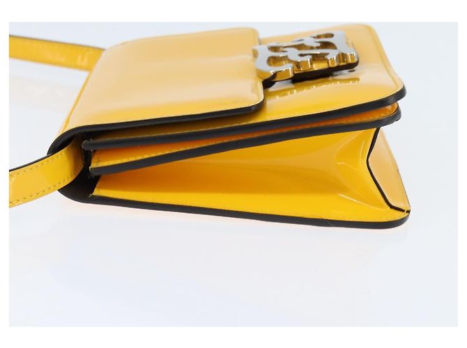 Fendi Curligraphy Schulter Emaille Gelb Silber Klein - Ansicht 4