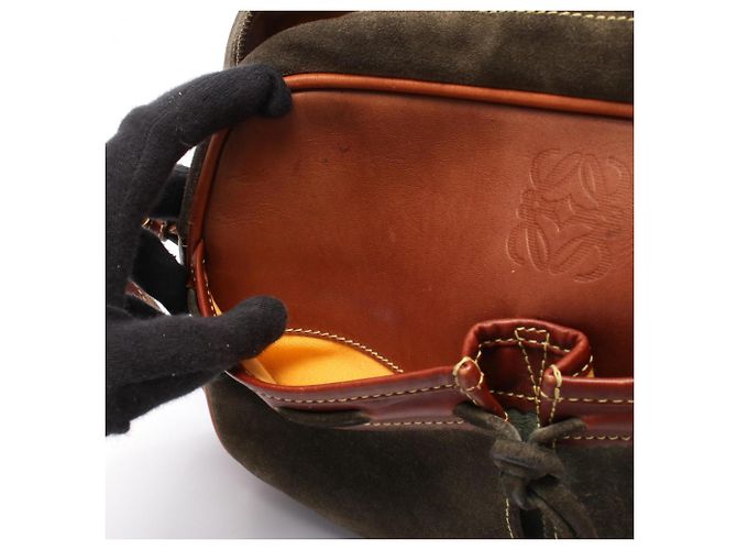 Borsa a Spalla Anagram Loewe Marrone Cachi - vista 8