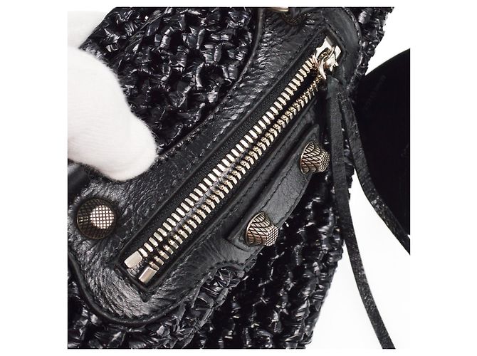 Balenciaga Le Cagole Cesta de Rafias con Cuero - vista 6