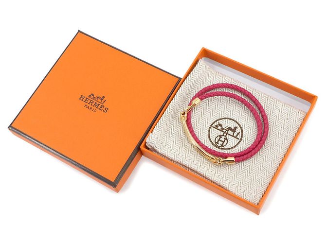 Pulsera Roulis Double Tour Hermès Rosa Dorado - vista 2