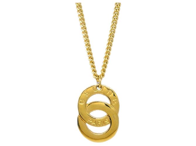 Céline Pendente a cerchio in metallo con logo vintage Celine D'oro - vista 2