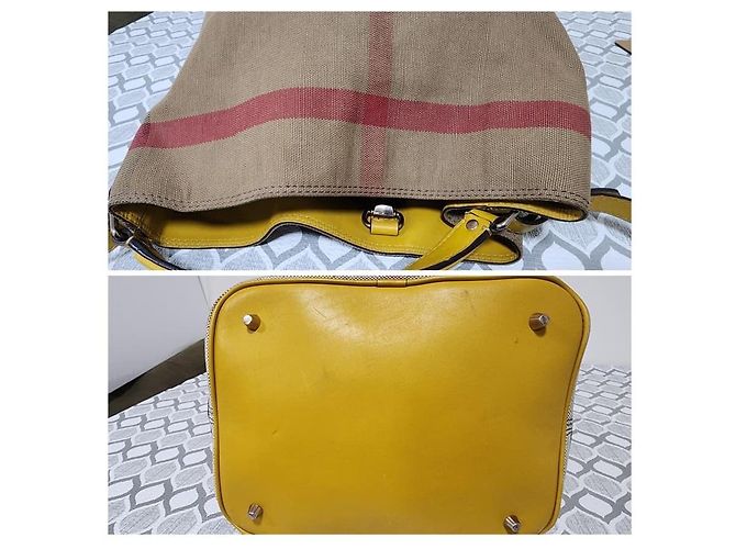Burberry Borsa hobo Ashby media in tela Mega Check gialla/beige Giallo - vista 10