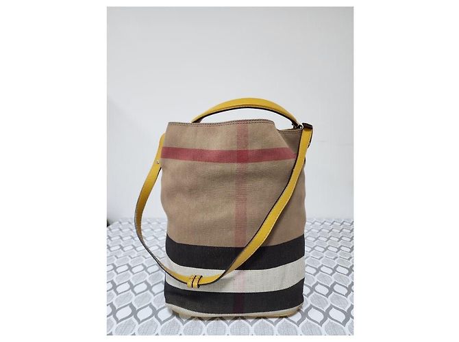 Burberry Borsa hobo Ashby media in tela Mega Check gialla/beige Giallo - vista 2