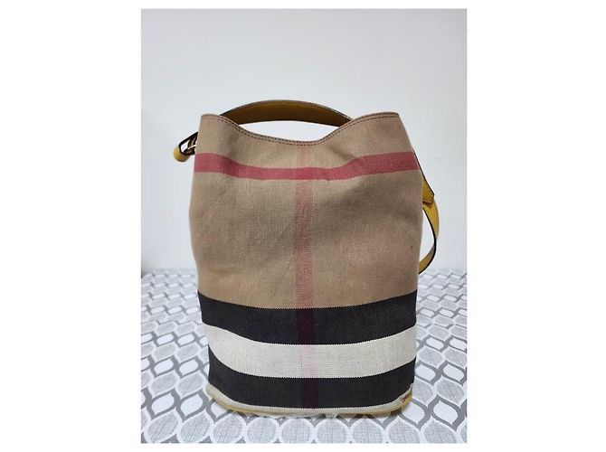 Burberry Borsa hobo Ashby media in tela Mega Check gialla/beige Giallo - vista 4