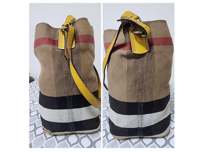 Burberry Borsa hobo Ashby media in tela Mega Check gialla/beige Giallo - vista 7