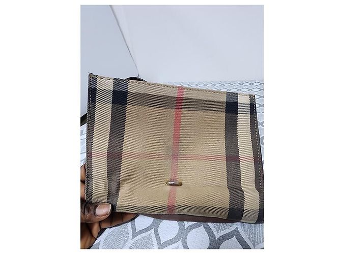 Borsa a tracolla Macken Small in pelle di vitello House Check Beige/Marrone di BURBERRY - vista 17
