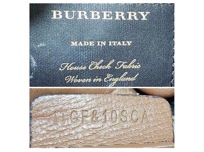 Borsa a tracolla Macken Small in pelle di vitello House Check Beige/Marrone di BURBERRY - vista 5