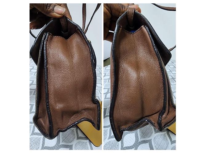 Borsa a tracolla Macken Small in pelle di vitello House Check Beige/Marrone di BURBERRY - vista 9