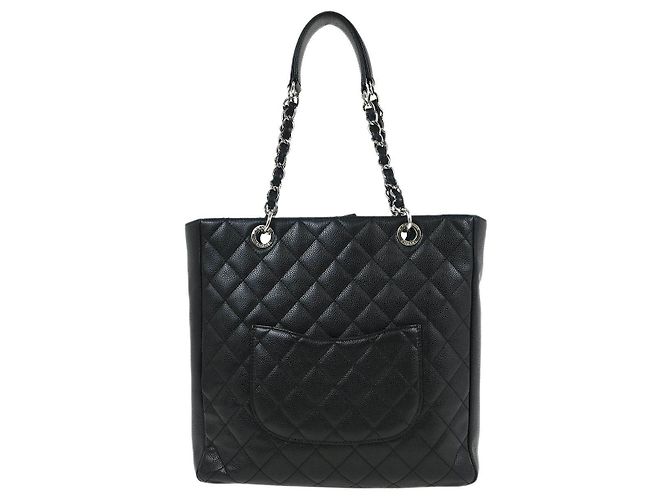 Chanel Pequeño Tote de Compras Acolchado de Caviar Grande Negro - vista 2