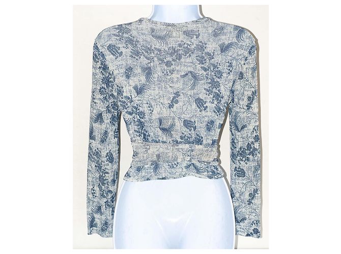 Christian Dior Hellblauer Metallic Cardigan mit Blumenmuster - Ansicht 5