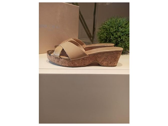 Sandali Jimmy Choo Beige Pelle Vernice 36 - vista 8