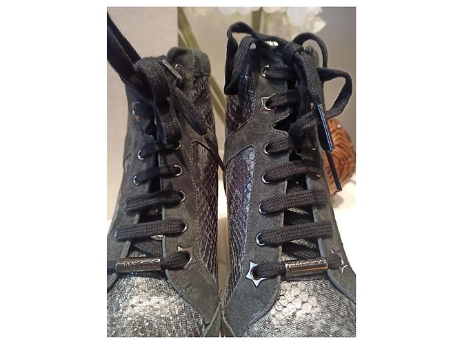 Jimmy Choo Lederstiefel Schwarz Weiß - Ansicht 3