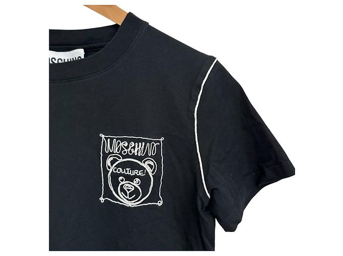 Camiseta de algodón bordada Moschino Negro - vista 3