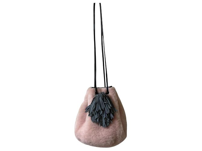 Autre Marque Borsa a spalla con nappina in pelliccia LUDLOW Rosa Grigio - vista 2