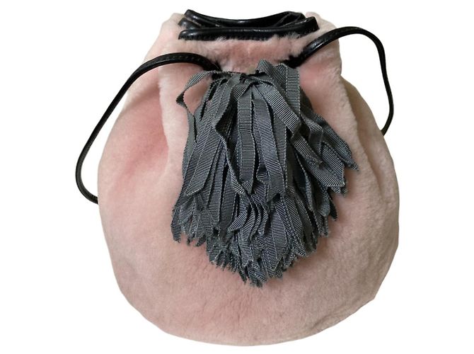 Autre Marque Borsa a spalla con nappina in pelliccia LUDLOW Rosa Grigio - vista 3