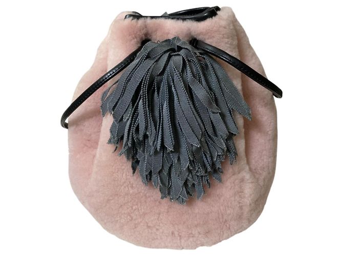 Autre Marque Borsa a spalla con nappina in pelliccia LUDLOW Rosa Grigio - vista 4