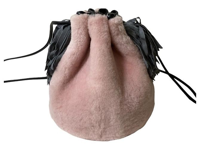 Autre Marque Borsa a spalla con nappina in pelliccia LUDLOW Rosa Grigio - vista 5