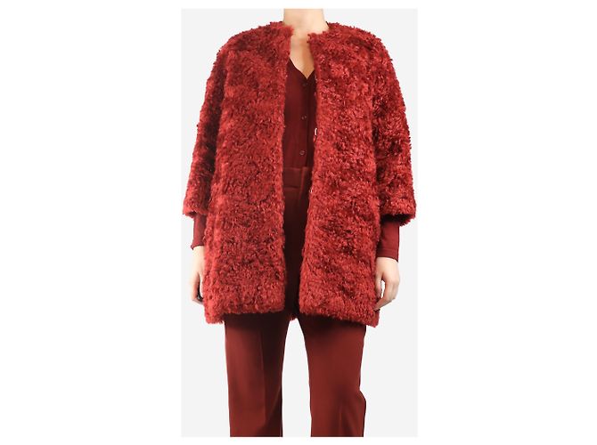 Autre Marque Abrigo de mohair rojo - talla UK 10 Roja - vista 3