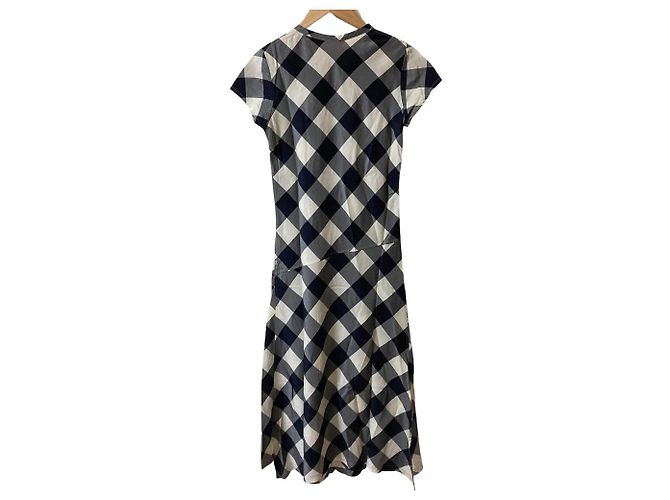 Autre Marque Vestido largo de algodón Cupro a cuadros 45R Azul - vista 2