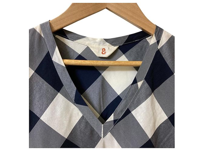 Autre Marque Vestido largo de algodón Cupro a cuadros 45R Azul - vista 3