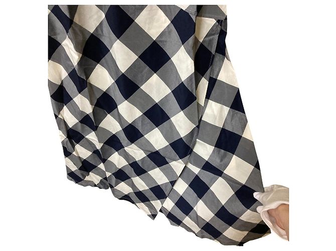 Autre Marque Vestido largo de algodón Cupro a cuadros 45R Azul - vista 4