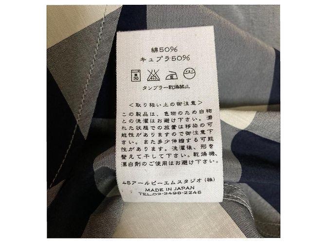Autre Marque Vestido largo de algodón Cupro a cuadros 45R Azul - vista 7