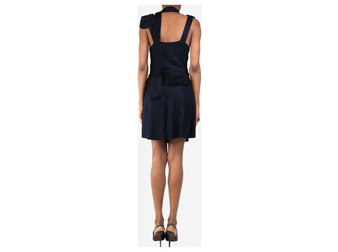 Chanel Mono de malla azul marino con bufanda - talla UK 8 - vista 2