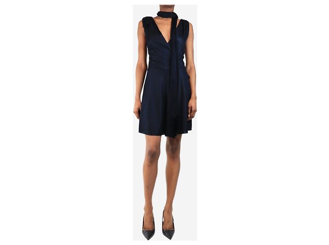 Chanel Mono de malla azul marino con bufanda - talla UK 8 - vista 3