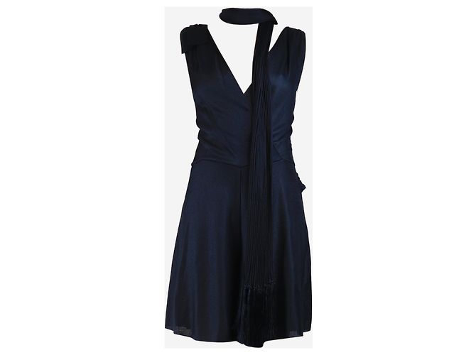 Chanel Mono de malla azul marino con bufanda - talla UK 8 - vista 5