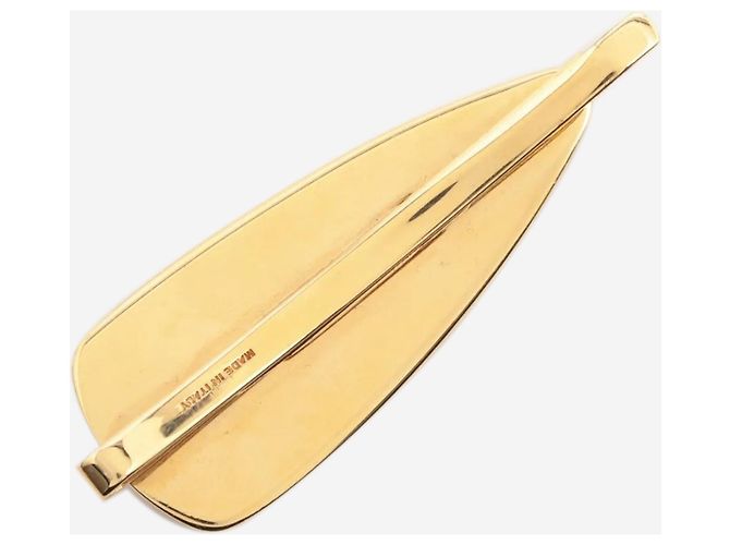 Miu Miu Fermaglio per capelli in metallo dorato e rosa con logo D'oro - vista 2