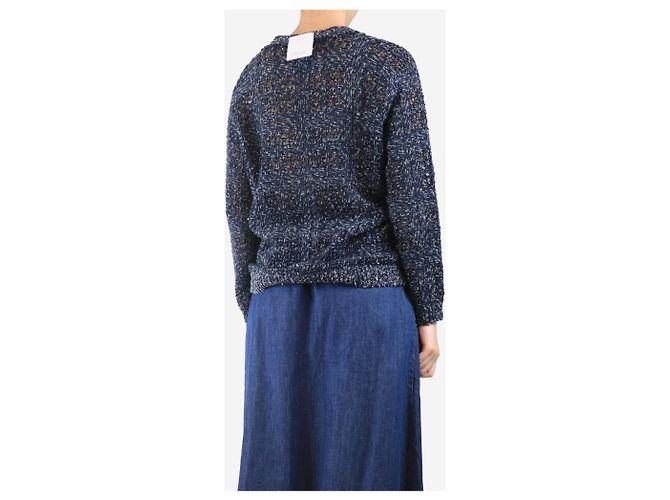 Brunello Cucinelli Lässiger Cardigan aus Kaschmir in Marineblau und Grau - Größe UK 10 - Ansicht 2