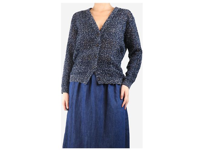 Brunello Cucinelli Lässiger Cardigan aus Kaschmir in Marineblau und Grau - Größe UK 10 - Ansicht 3