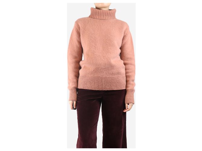 Joseph Pull en cachemire rose à col roulé - taille S - vue 3