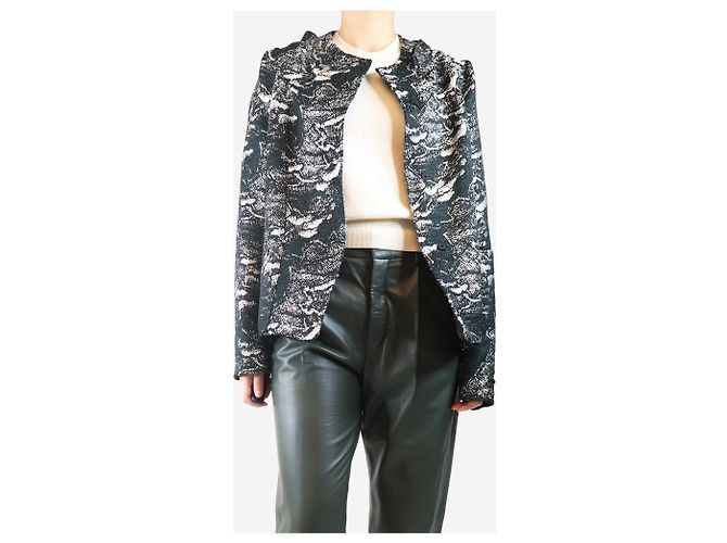 Marni Giacca in jacquard nera e argento - taglia UK 10 Nero - vista 3