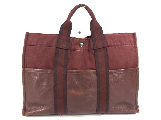 Hermès Foule MM Tote Bag aus Halb-Leder Rot Bordeaux - Ansicht 2