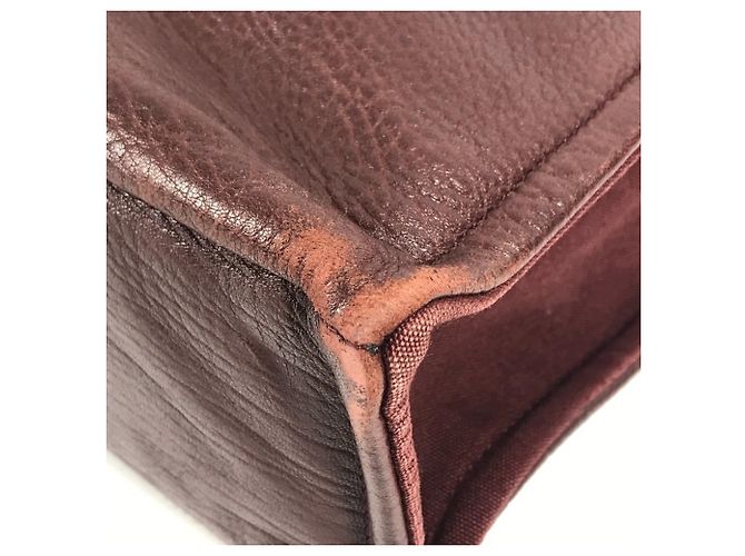 Hermès Foule MM Tote Bag aus Halb-Leder Rot Bordeaux - Ansicht 7