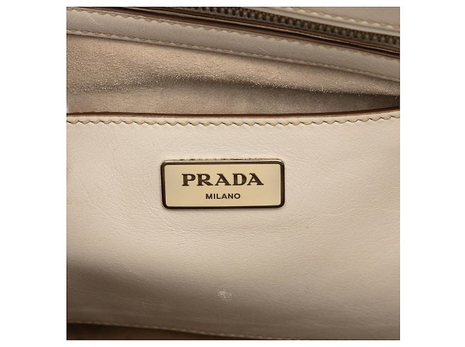 Double Borsa Prada in vitello marrone con tasche gemelle cucite Beige - vista 5