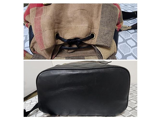Burberry Mega Check Canvas Rucksack Schwarz/Beige - Ansicht 11